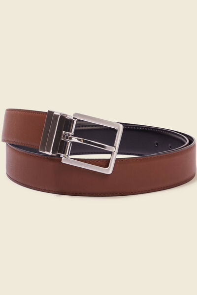 Ceinture réversible en cuir noir homme