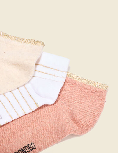 Lot 3 paires chaussettes orange foncé femme