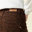 Jupe droite longue en coton marron cognac femme