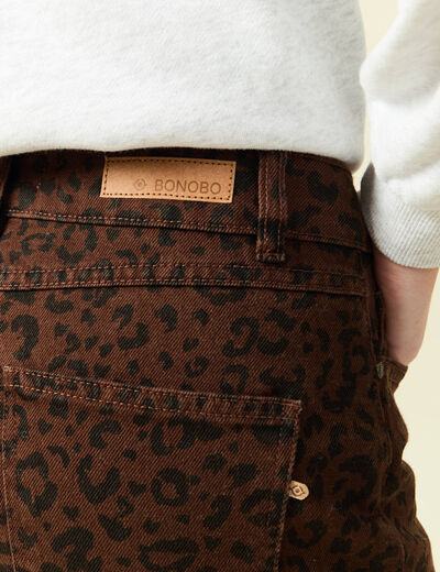 Jupe droite longue en coton marron cognac femme