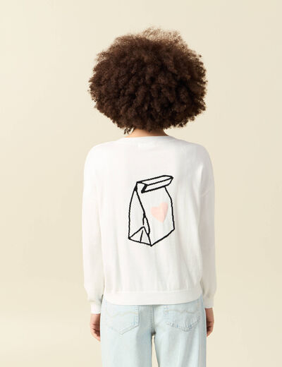 Pull col rond Atelier Beguin x Bonobo ecru femme