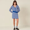 Gilet manches longues boutonné bleu femme