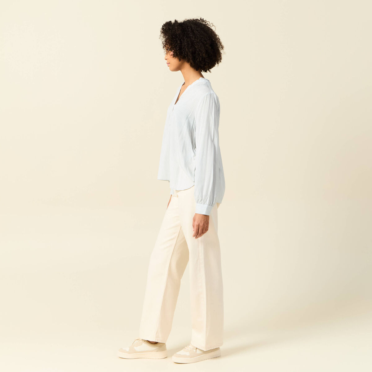 Blouse manches longues bleu ciel femme