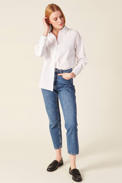 Chemise manches longues blanc femme
