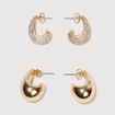 Lot de 2 paires de boucles d'oreilles couleur or femme