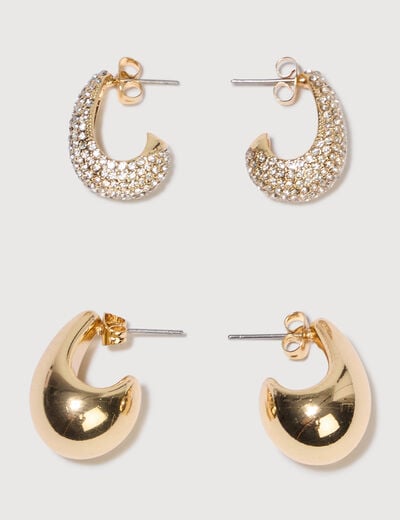 Lot de 2 paires de boucles d'oreilles couleur or femme
