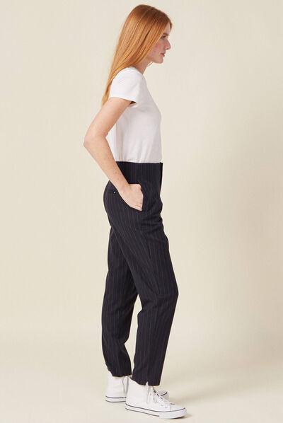 Pantalon cigarette bleu femme