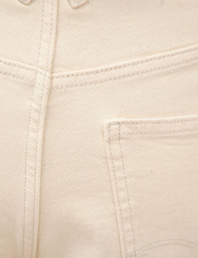 Jeans straight 7/8&egrave;me taille haute ecru femme