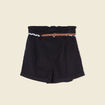 Short paperbag ceinturé noir femme