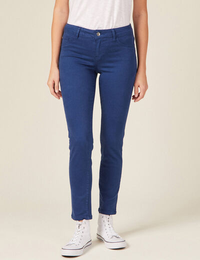 Pantalon slim 7/8ème bleu marine femme