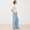 Jeans taille &eacute;lastique coupe droite denim bleach femme