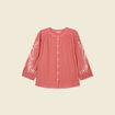 Chemise manches 3/4 brodée rose framboise femme