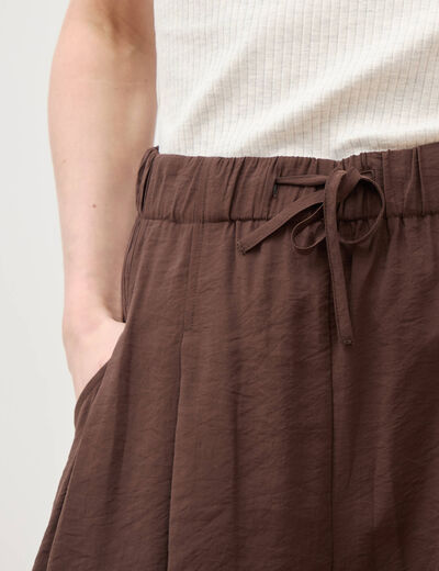 Pantalon loose taille standard marron fonc&eacute; femme