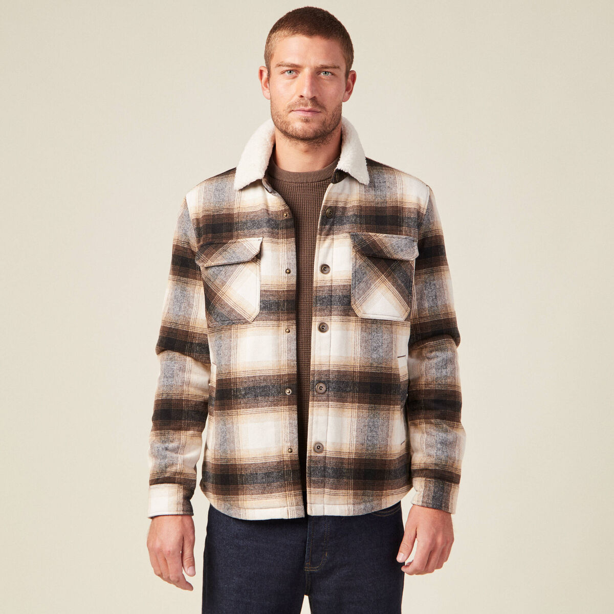 Veste surchemise ample ecru homme