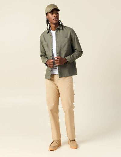 Surchemise manches longues vert kaki homme