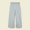 Jeans large cropped taille haute bleu gris femme