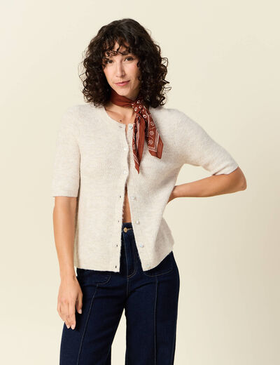 Gilet manches courtes creme femme