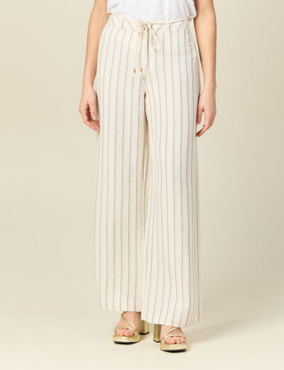 Pantalon large éco-responsable blanc femme