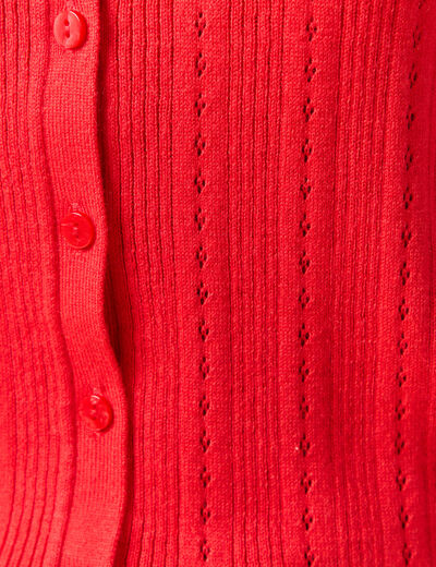 Gilet manches coude col rond rouge fonc&eacute; femme