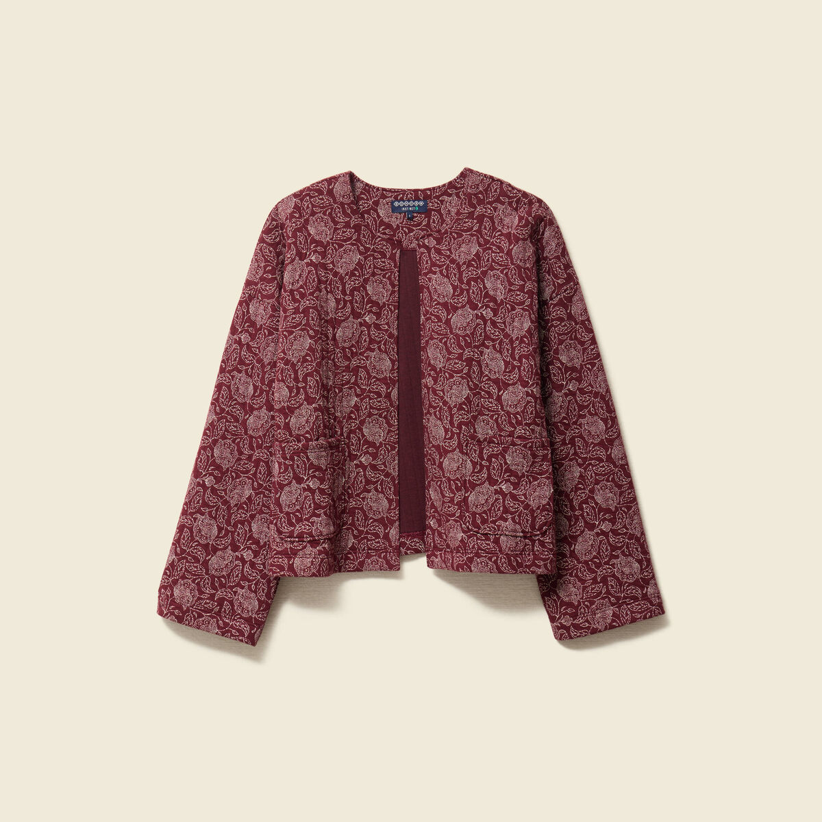 Gilet matelassé col rond rouge foncé femme