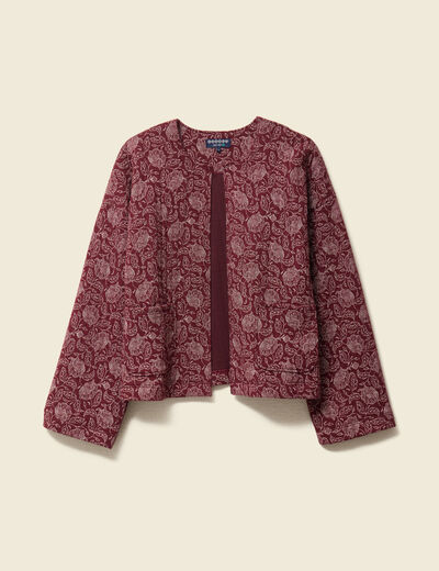 Gilet matelassé col rond rouge foncé femme