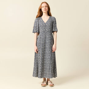 Robe longue trapèze bleu femme