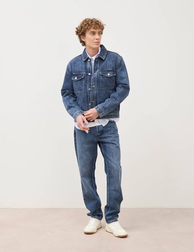 Jeans straight en coton longueur 32 denim stone homme