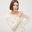 Blouse droite col bateau dentelle ivoire femme