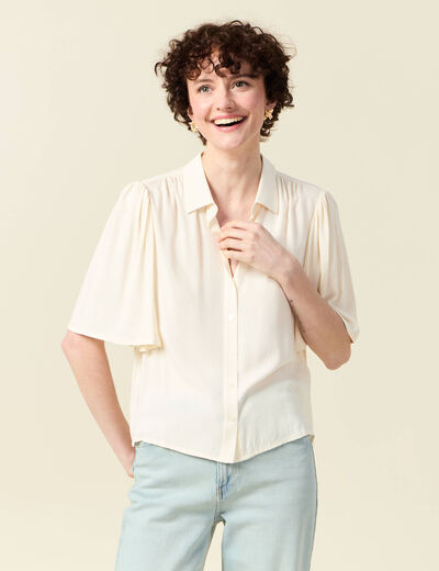 Chemise manches courtes creme femme