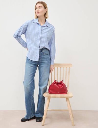 Jeans large taille haute denim stone femme