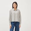 Chemise droite manches longues ray&eacute;e bleu gris femme