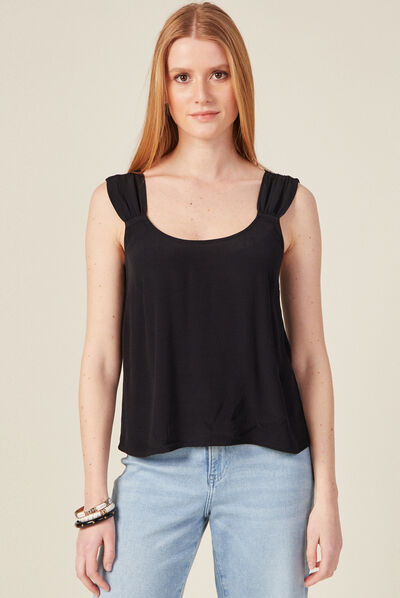 Blouse bretelles larges noir femme