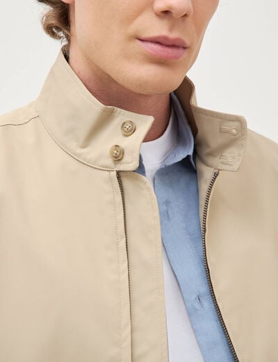 Blouson col camionneur manches longues beige homme