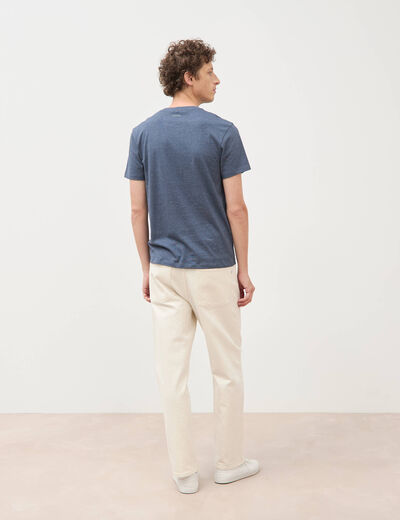 T-shirt cintr&eacute; col rond manches courtes bleu gris homme