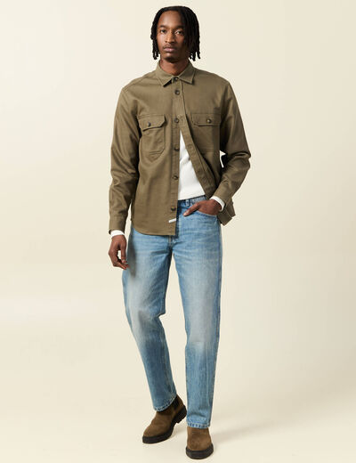 Surchemise manches longues vert kaki homme