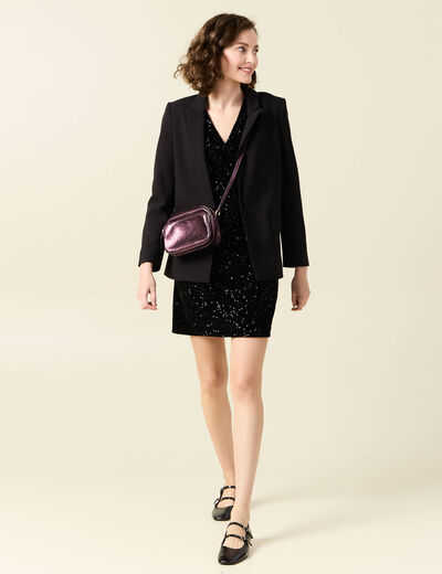 Robe cintrée sequins noir femme