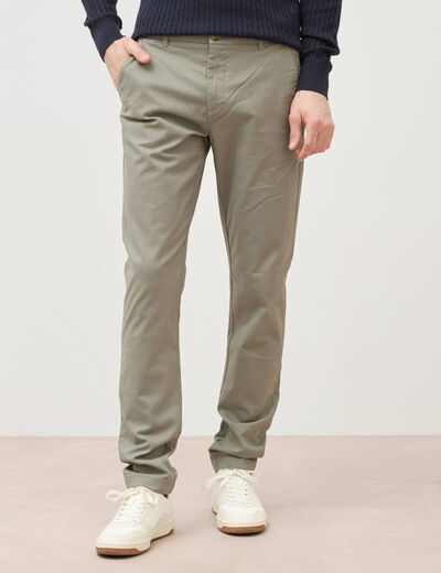 Pantalon chino slim vert kaki homme