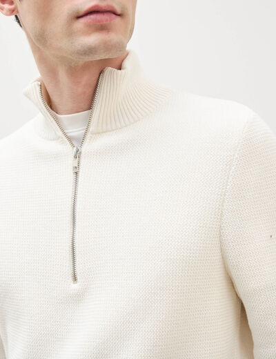 Pull col camionneur ecru homme