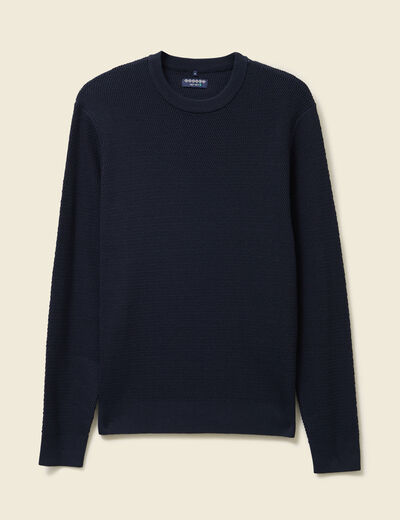 Pull droit manches longues bleu marine homme