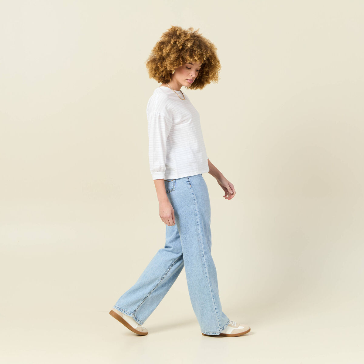T-shirt manches 3/4 blanc femme
