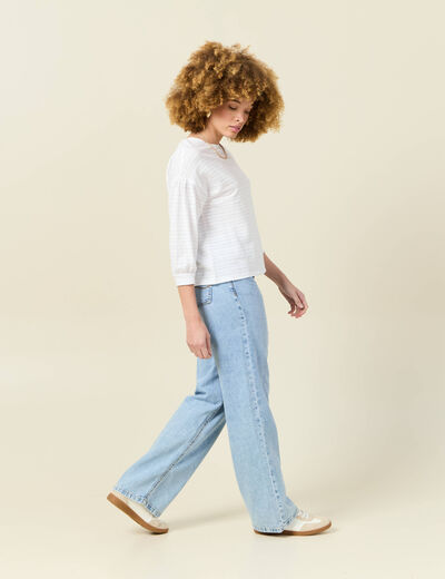 T-shirt manches 3/4 blanc femme