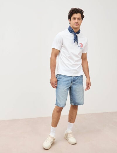 T-shirt droit en coton manches courtes blanc homme