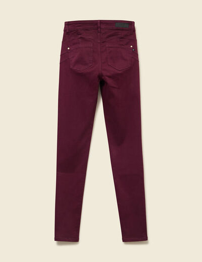 Pantalon skinny push-up taille standard prune femme