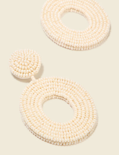 Boucles d'oreilles pendantes ecru femme