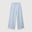 Pantalon large taille haute ceinture bleu ciel femme
