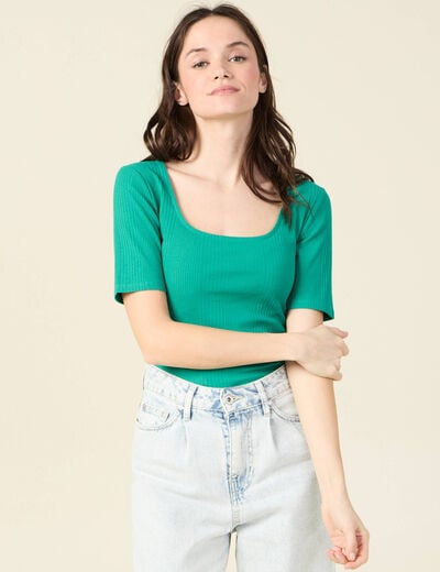 T-shirt éco-responsable vert turquoise femme