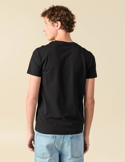 T-shirt ajust&eacute; col v manches courtes noir homme