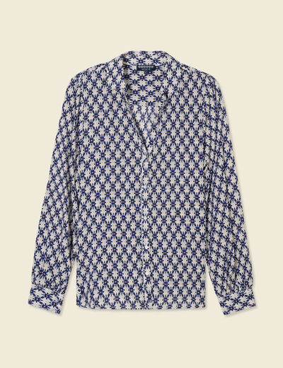 Blouse manches longues bleu femme