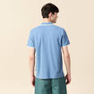 Polo cintr&eacute; en coton manches courtes bleu gris homme