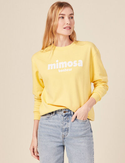 Sweat éco-responsable jaune fluo femme